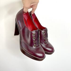 Cole Haan Dark Academia Gothic Office Siren Vamp Oxford Heels Burgundy 6.5